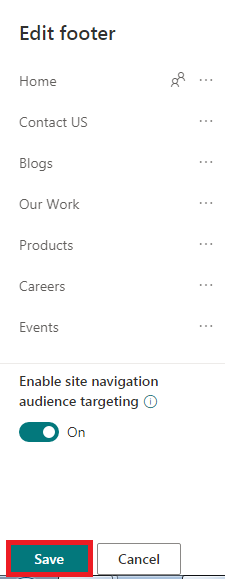 How to set up Audience Targeting in Footer links in Modern Communicati